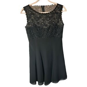 Vintage Ever Beauty Petite 8 black usa sequin flare dress holiday evening